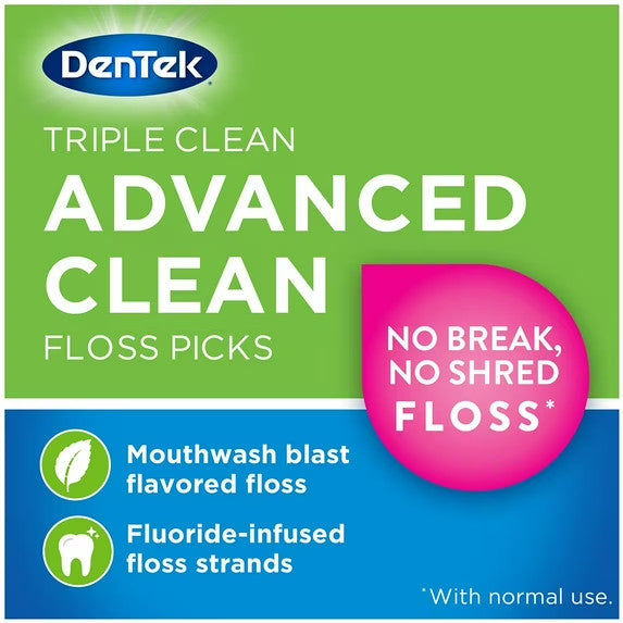 DenTek Triple Clean Floss Picks Pack of 150 – Shred-Resistant, Tongue Cleaner, Oral Care
