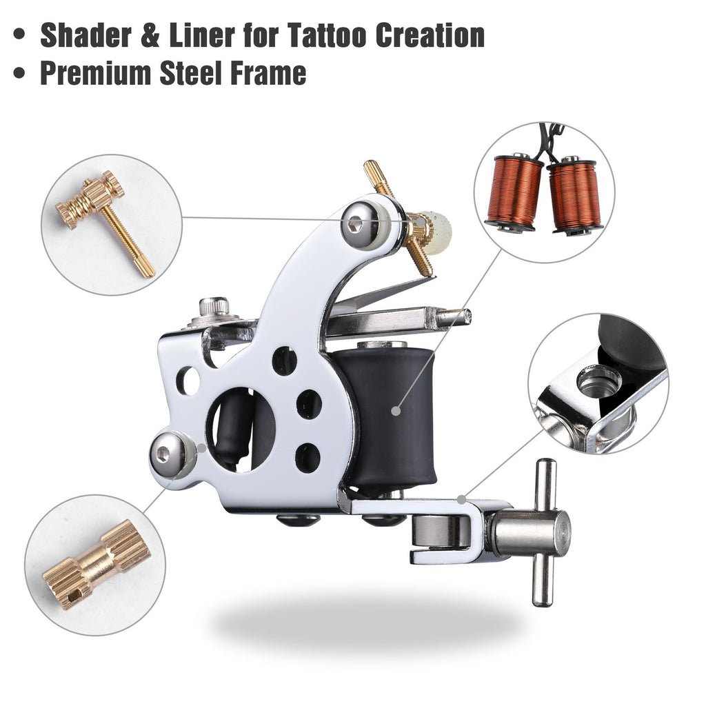 Complete Tattoo Machine Kit with 4 Guns, Power Supply, Needles & Case