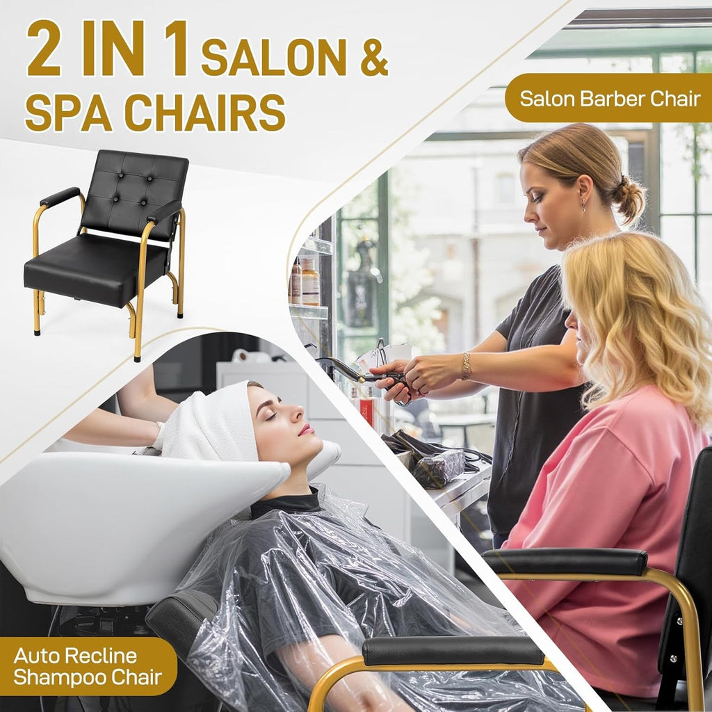 Auto Recline Shampoo Chair with Tilted Backrest for Salon & Barber Shop