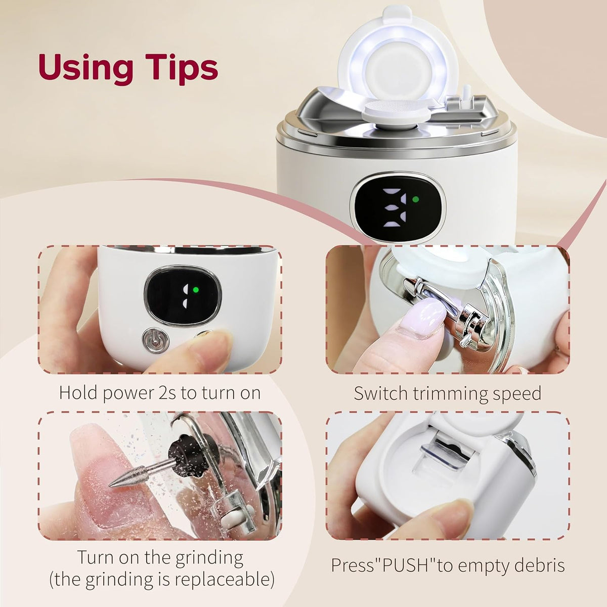 Electric Nail Clipper for Thick Nails with LED Lights & Magnifier - Automatic Trimmer