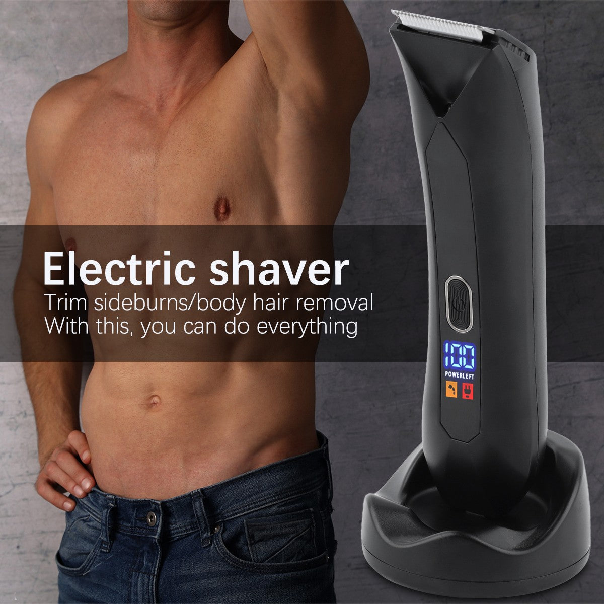 Men's Waterproof Body Hair Trimmer for Groin & Groin Area - 3900RPM