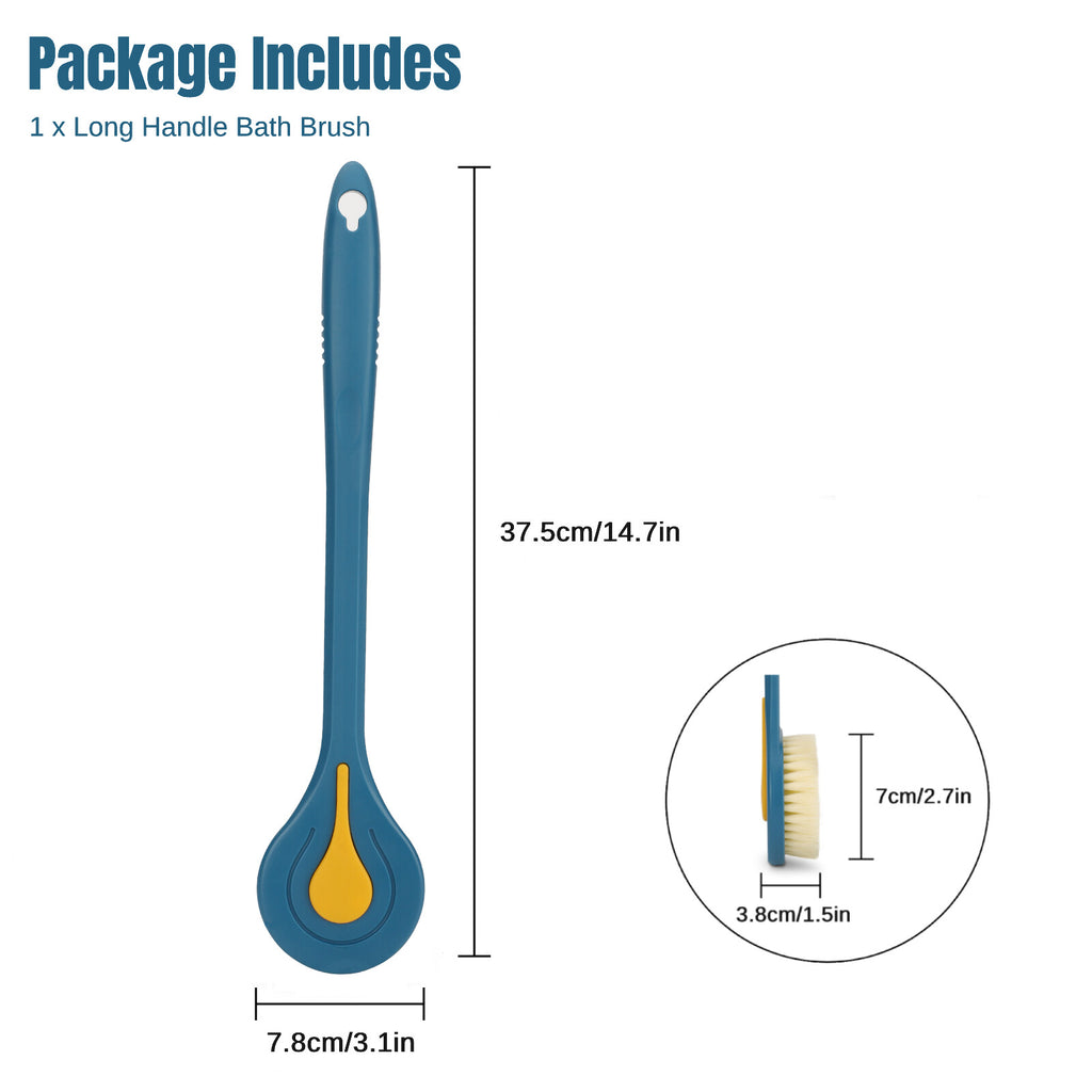 Long Handle Bath Body Brush with Soft Nylon Bristles for Back & Skin Exfoliation