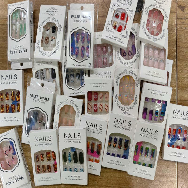 Assorted Press-On Nail Set - Reusable Full Cover False Nails for DIY Manicure
