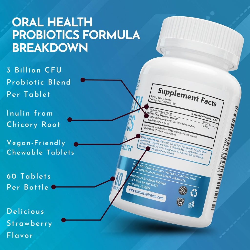 Oral Probiotics Chewables for Teeth and Gums - 60 Count, Supports Fresh Breath and Oral Health