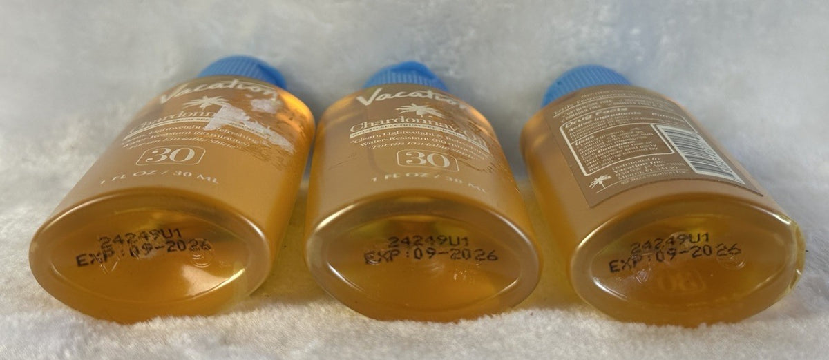 Vacation Chardonnay Oil SPF 30 Broad Spectrum Sunscreen Lot 3 x 1 fl oz
