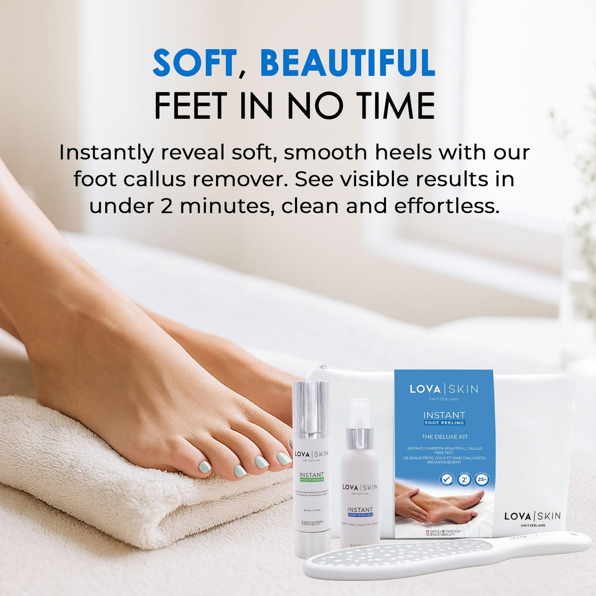 Foot Peel Kit with File & Moisturizer - Instant Smooth Feet at Home