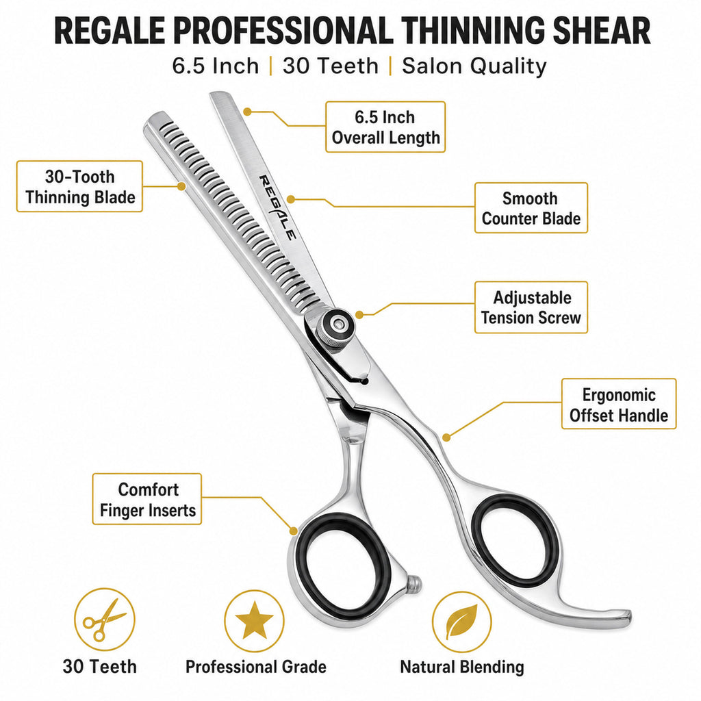 Professional Hair Cutting & Thinning Shear Set - 6.5 Inches Japanese Steel