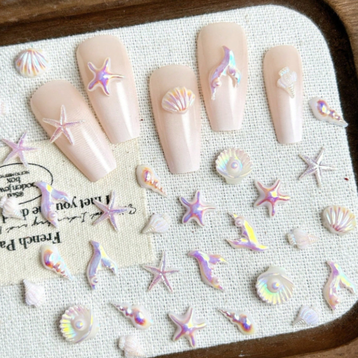 Mermaid Nail Art Charms Set - 30pcs Ocean Sea Shell Starfish Dolphin Decor