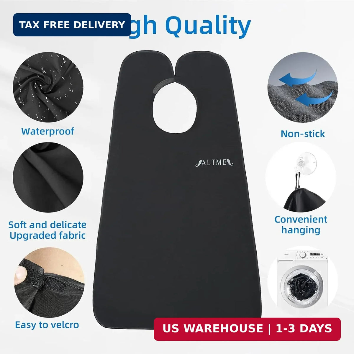 Men's Beard Bib & Trimming Catcher Set - Waterproof Non-Stick Apron with Hooks