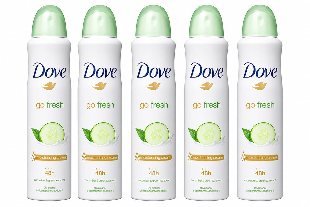 Dove Cucumber Green Tea Antiperspirant Spray 150ml 5 Pack - 48H Odor & Sweat Protection