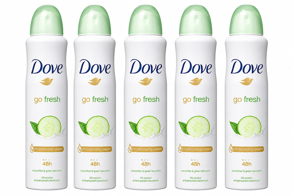 Dove Cucumber Green Tea Antiperspirant Spray 150ml 5 Pack - 48H Odor & Sweat Protection