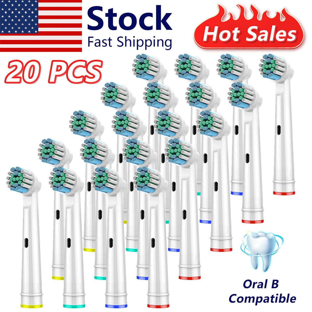 Electric Toothbrush Replacement Heads Compatible with Oral B & Triumph Models - 4 Pack