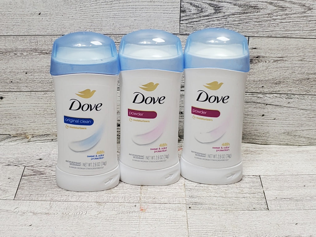 Dove Moisturizer Deodorant Powder Original Clean 2.6 oz - Pack of 3