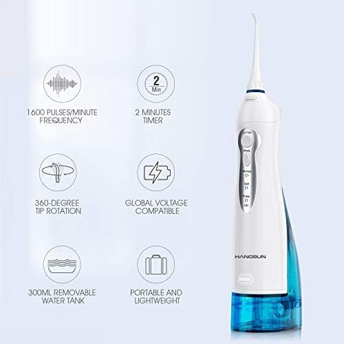 Cordless Water Flosser Oral Irrigator with 8 Tips 300ML Water Tank for Teeth & Gums