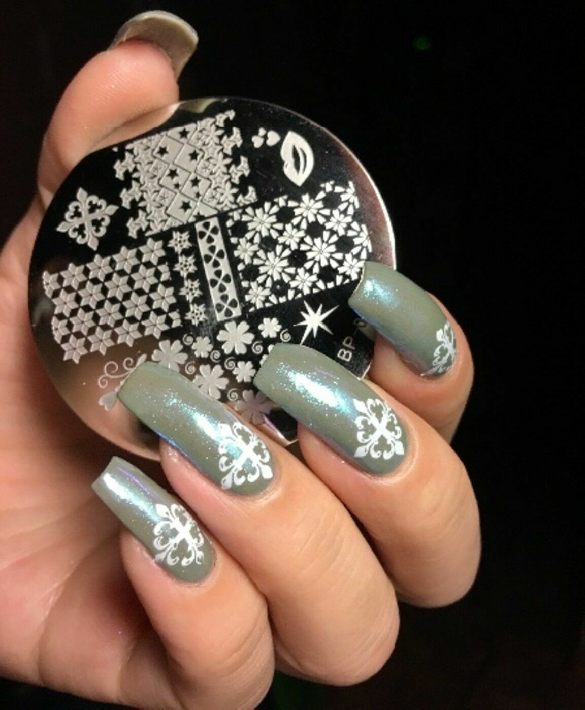 Nail Art Stamp Template with Holder for Manicure Design BP-09