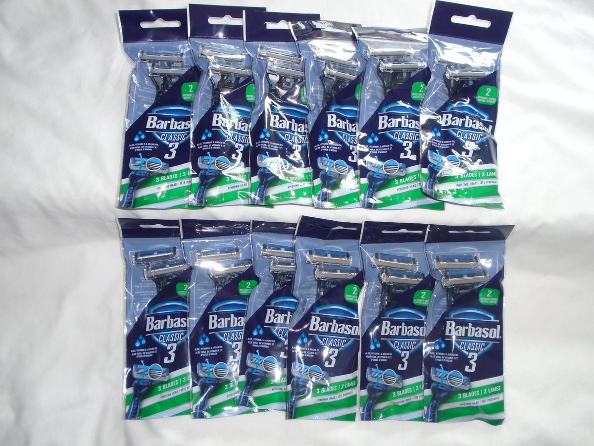 Set of 12 Disposable Razor 2-Packs - Classic 3 Blades for Men & Women