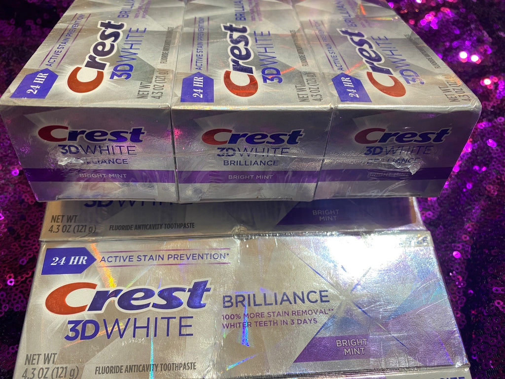 Crest 3D White Bright Mint Fluoride Toothpaste 4.3 oz Pack of 6 - Exp 8/26