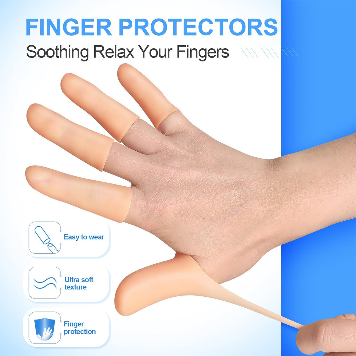 Gel Finger Protectors Set 20 Pcs Silicone Fingertip Covers for Pain Relief & Skin Care