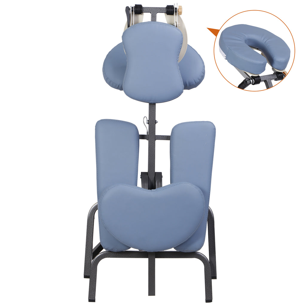 Portable Folding Massage Chair with PU Leather - Black & Blue