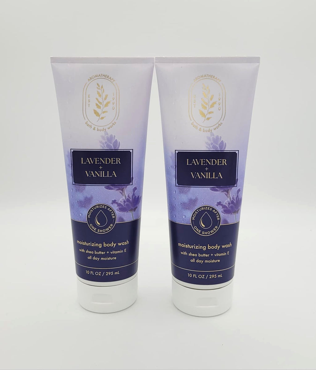 Bath & Body Works Lavender Vanilla Aromatherapy Moisturizing Body Wash Set - 2 x 10 oz