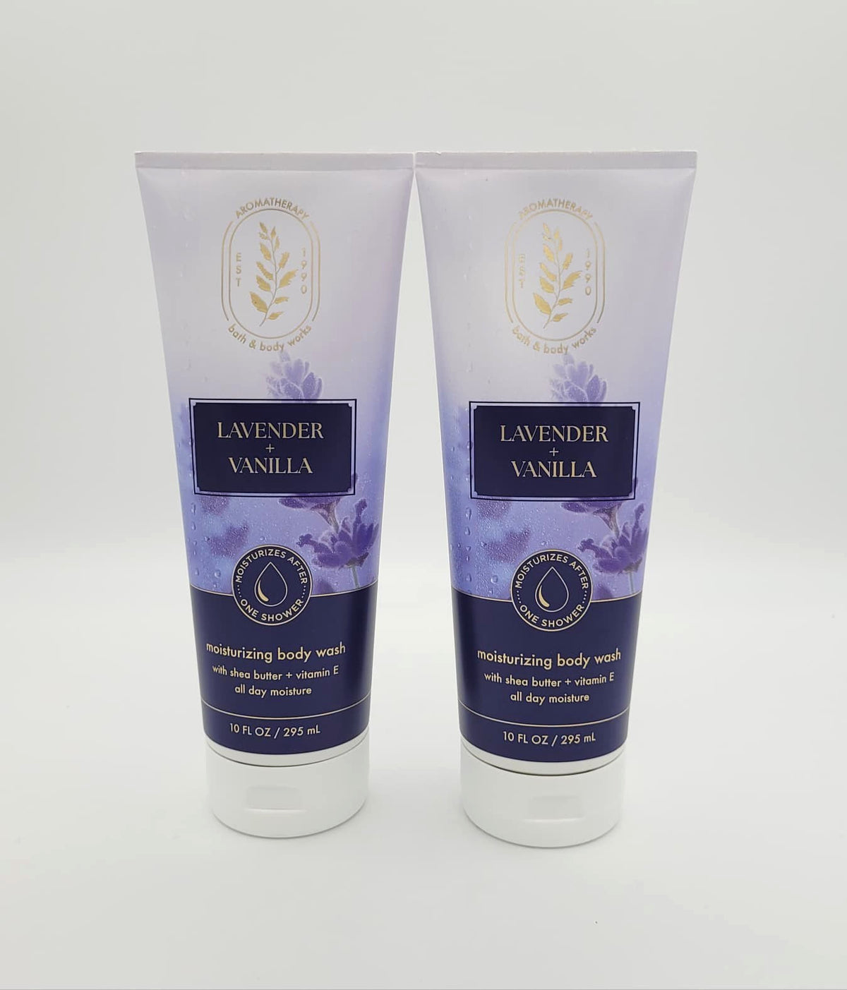 Bath & Body Works Lavender Vanilla Aromatherapy Moisturizing Body Wash Set - 2 x 10 oz