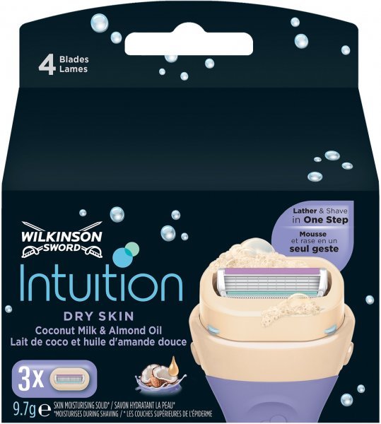 Schick Intuition Razor Blade Refills for Dry Skin - 3 Cartridges