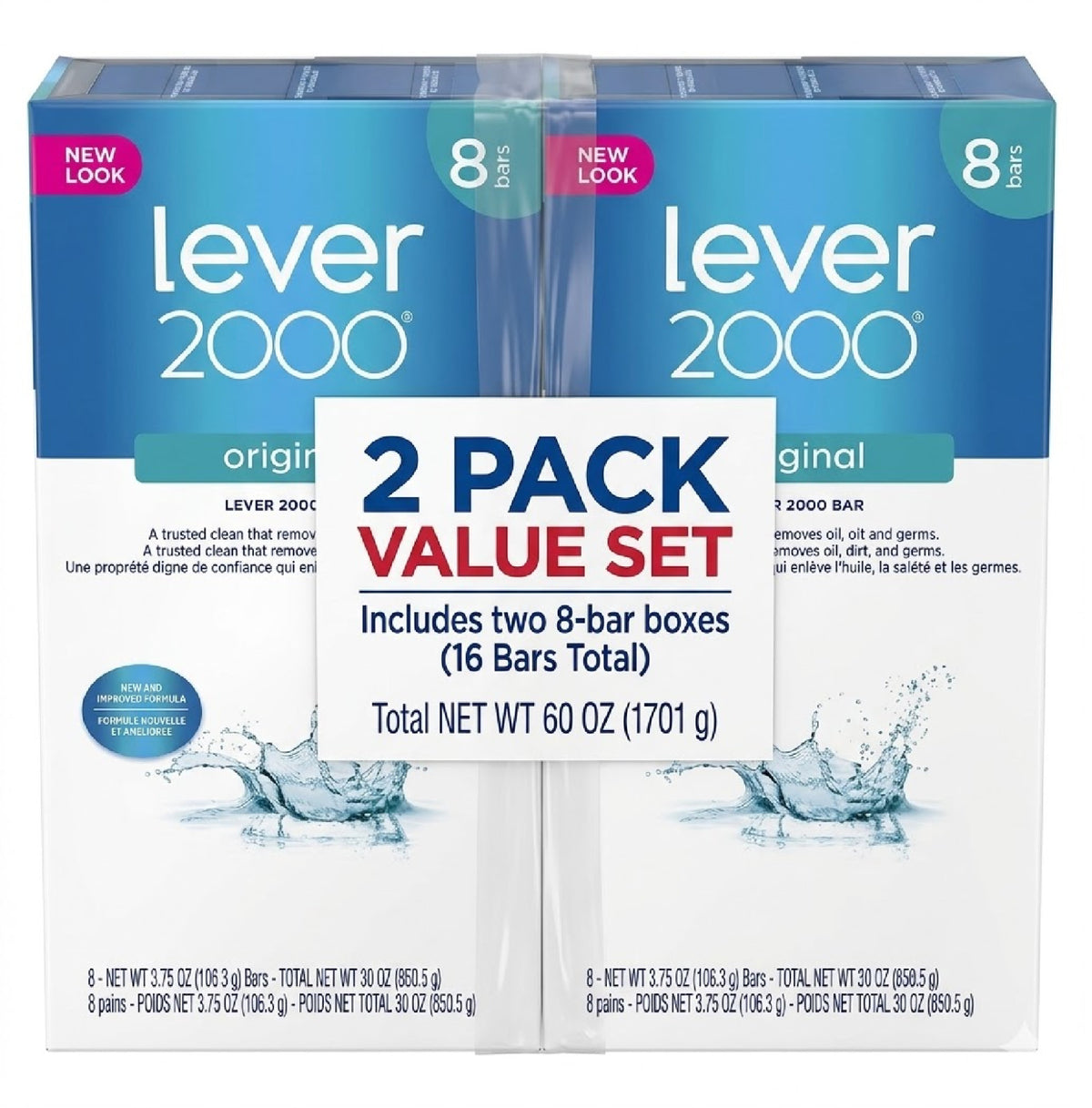 2 Pack Lever 2000 Original Bar Soap - Refreshing & Moisturizing, 16 Count Pack