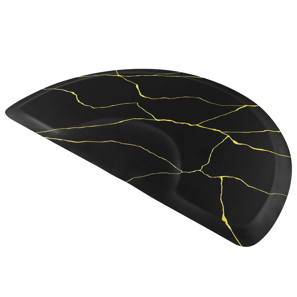 Anti-Fatigue Salon Chair Mat 3x5ft Non-Slip Black and Gold Marble Pattern