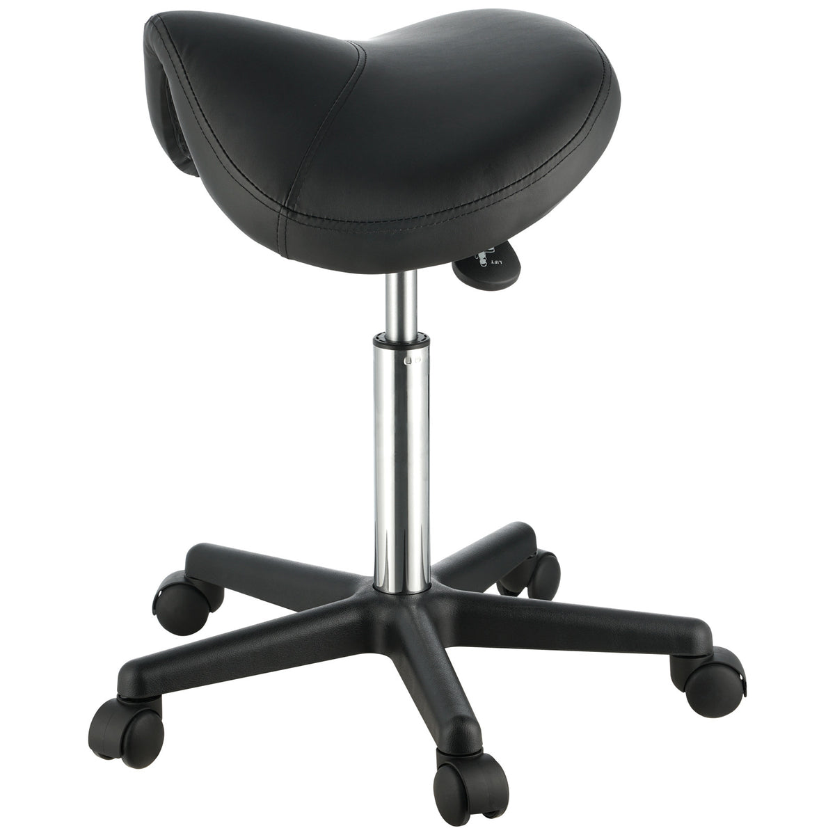 Ergonomic Saddle Stool with Wheels - Adjustable Height & PU Leather Seat
