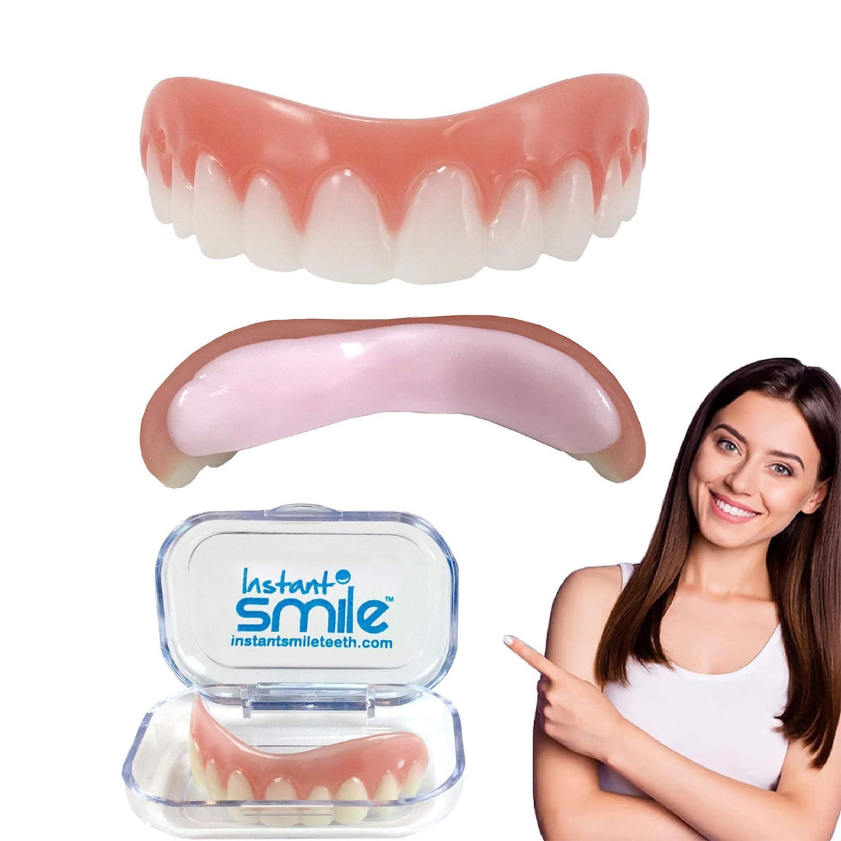 Small Instant Smile Teeth Set - Temporary Cosmetic Veneer for Top & Bottom