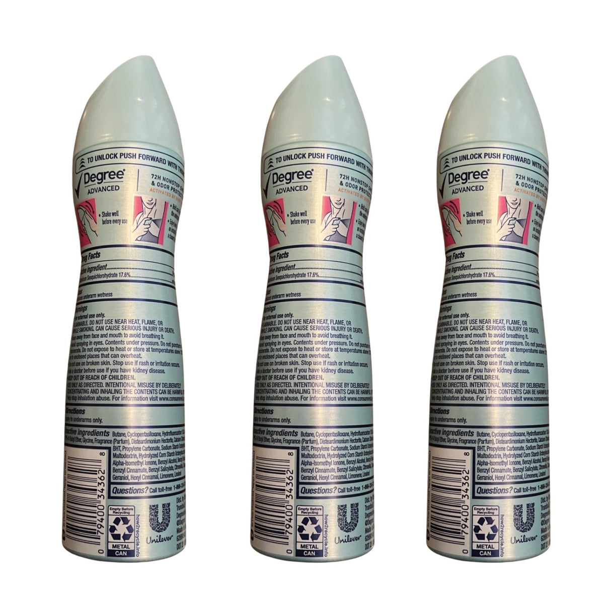 3-Pack Degree Advanced Sheer Powder Dry Spray Deodorant 72H Protection