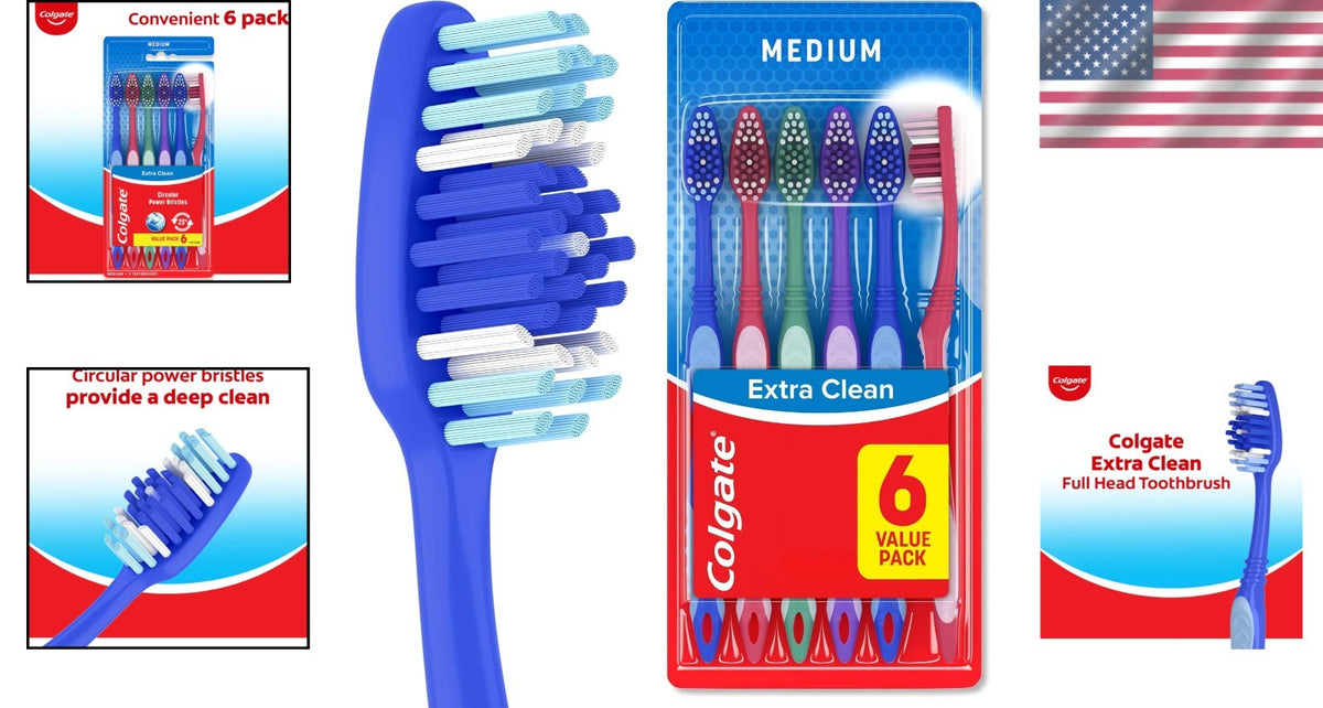 Medium Bristle Toothbrushes Pack of 6 for Superior Oral Hygiene
