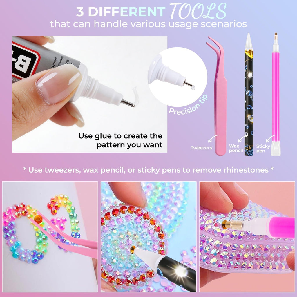 Resin Rhinestone Bedazzling Kit with 60 Colors and Jewelry Adhesive