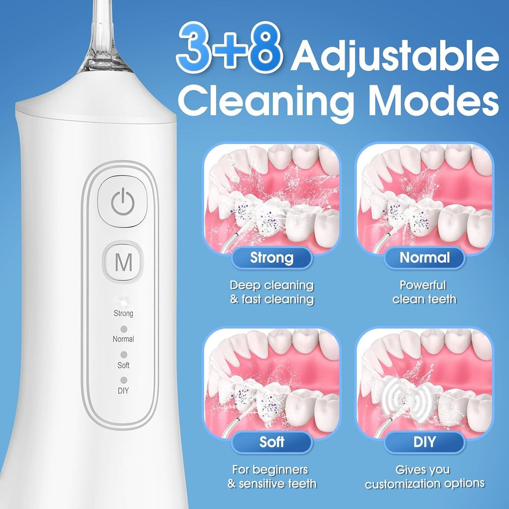 Cordless Dental Water Flosser with 5 Jet Tips, 300ML Rechargeable Oral Irrigator