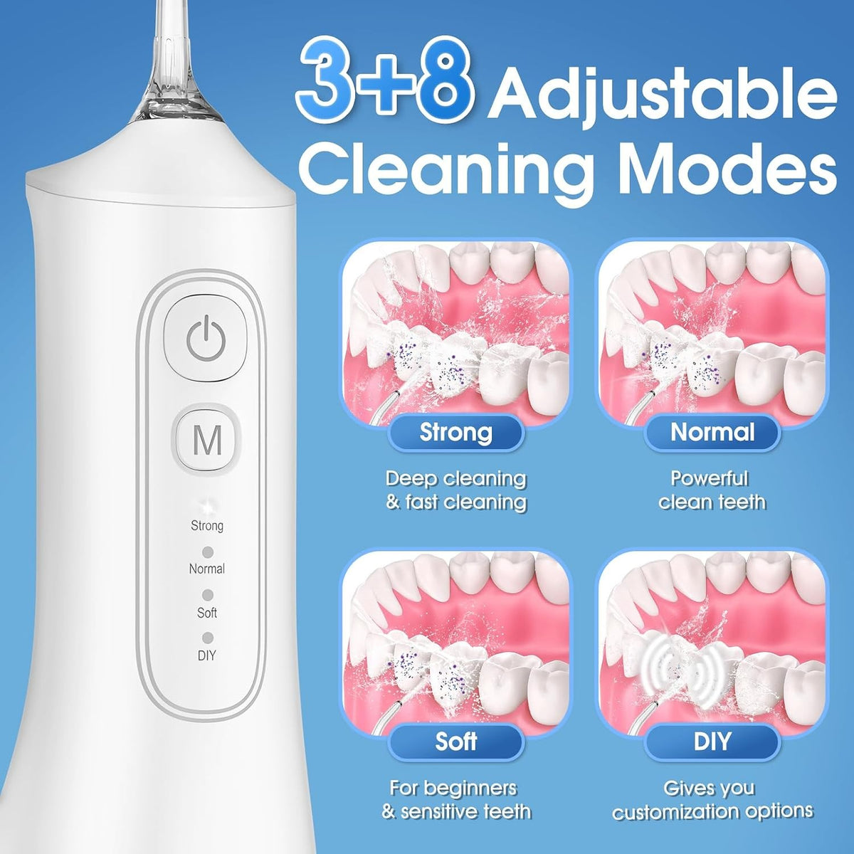 Cordless Dental Water Flosser with 5 Jet Tips, 300ML Rechargeable Oral Irrigator