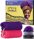 African Net Sponge Exfoliating Body Scrubber Set - 2 Pieces Natural Loofahs