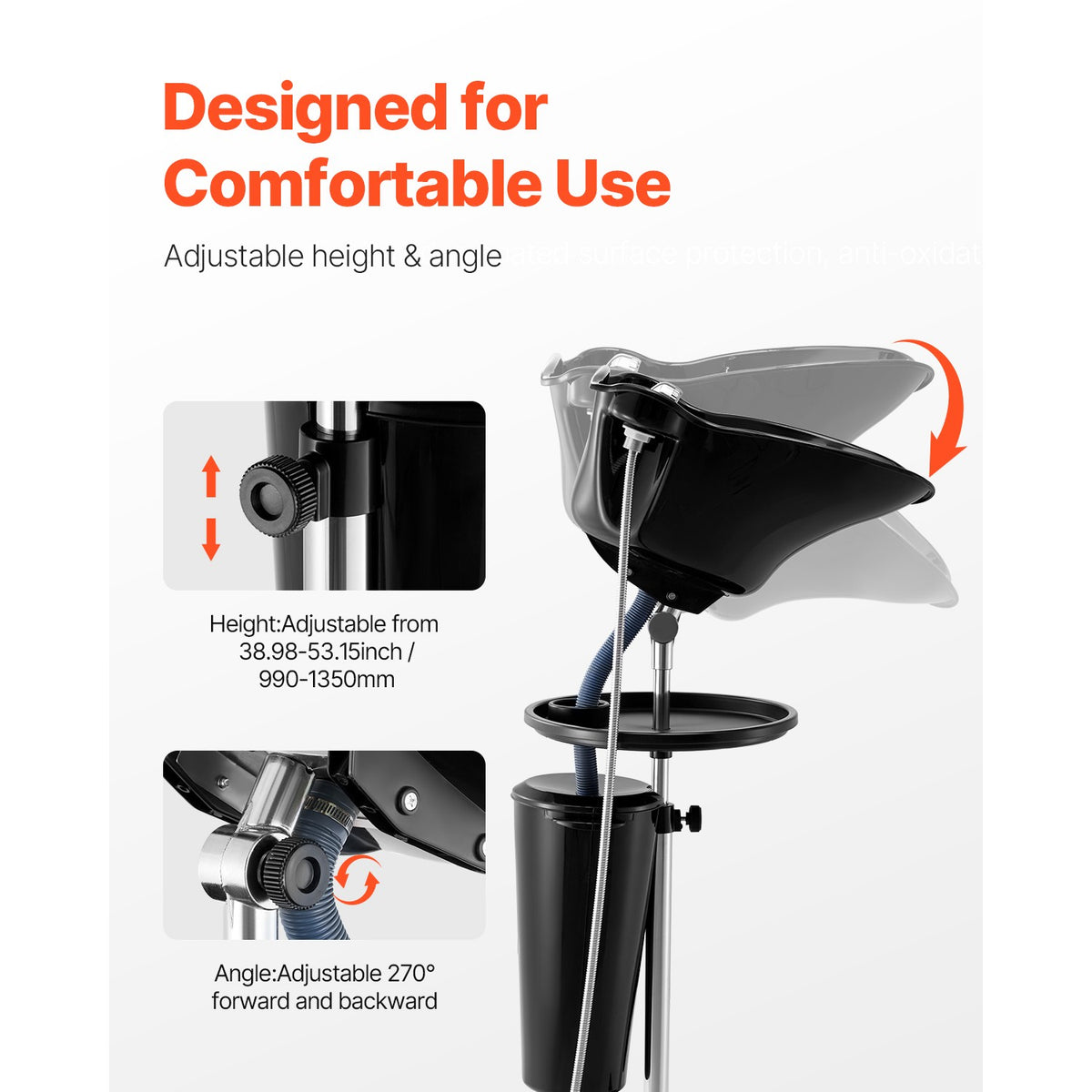 Portable Shampoo Basin with Adjustable Height & Showerhead for Hair Washing