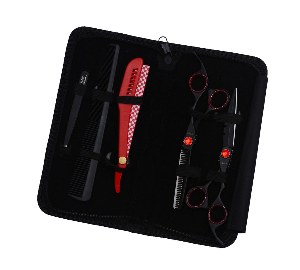 Professional Hairdressing Scissors Set with Thinning Shears and Razor - 6.5 Inches