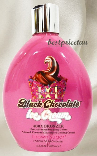 Double Dark Black Chocolate Tanning Lotion 13oz - 400X Bronzer for Deep Tan