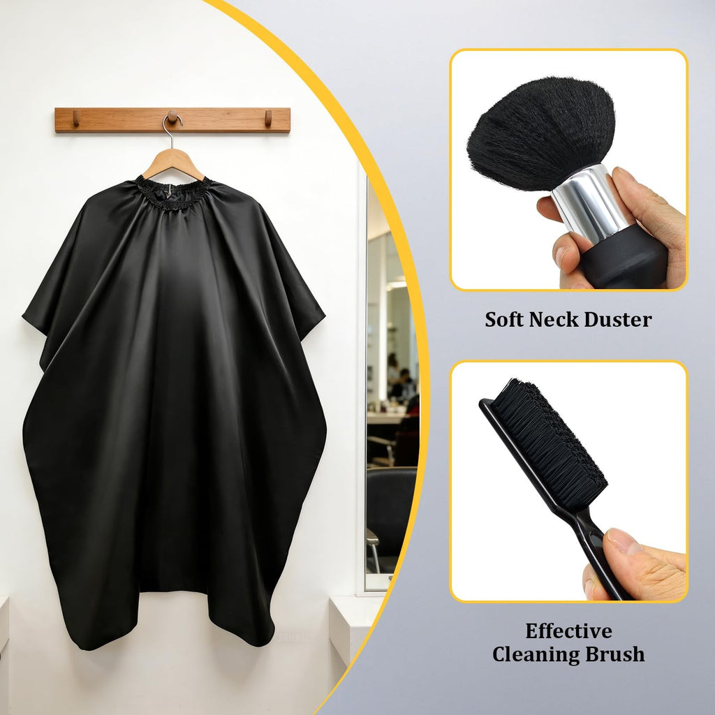 Barber Neck Duster Brush Set with Hair Cutting Cape - Hair Cleanup Kit