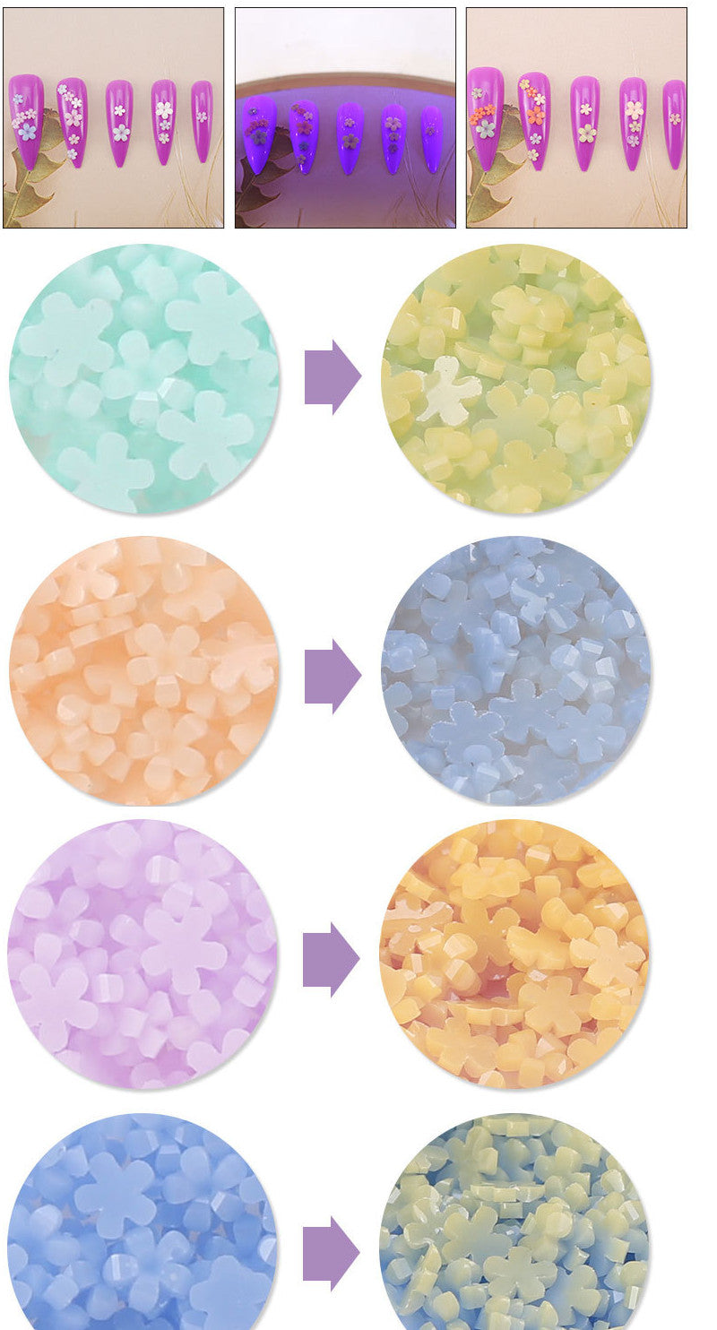Mixed Color Change 3D Flower Nail Art Decorations - 500pcs & 100pcs Sets