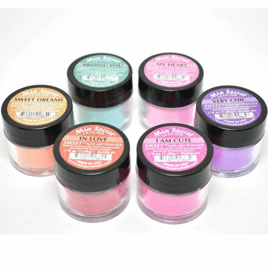 Nail Art Powder Set with Monomer 4oz for Acrylic Nails - 6 Color Collection
