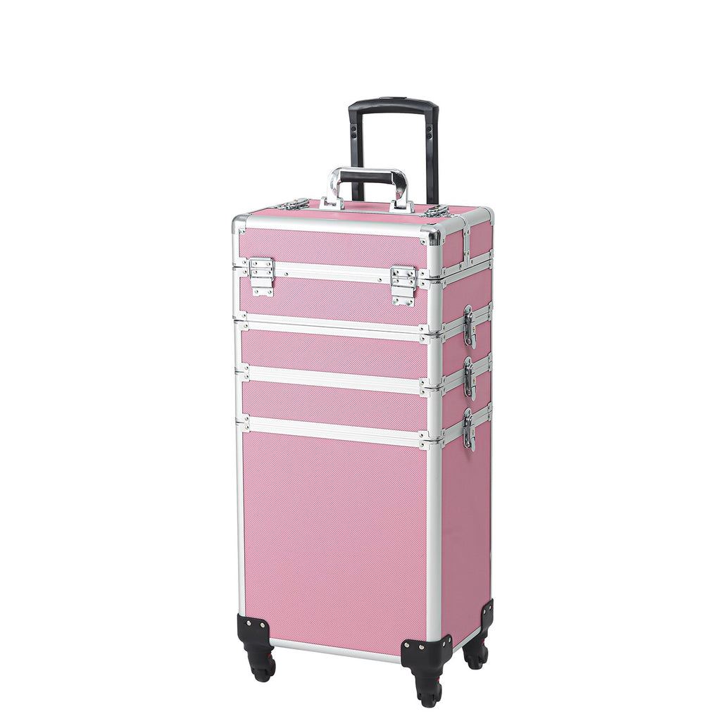4-in-1 Makeup Case Portable Cosmetic Storage Trolley Box