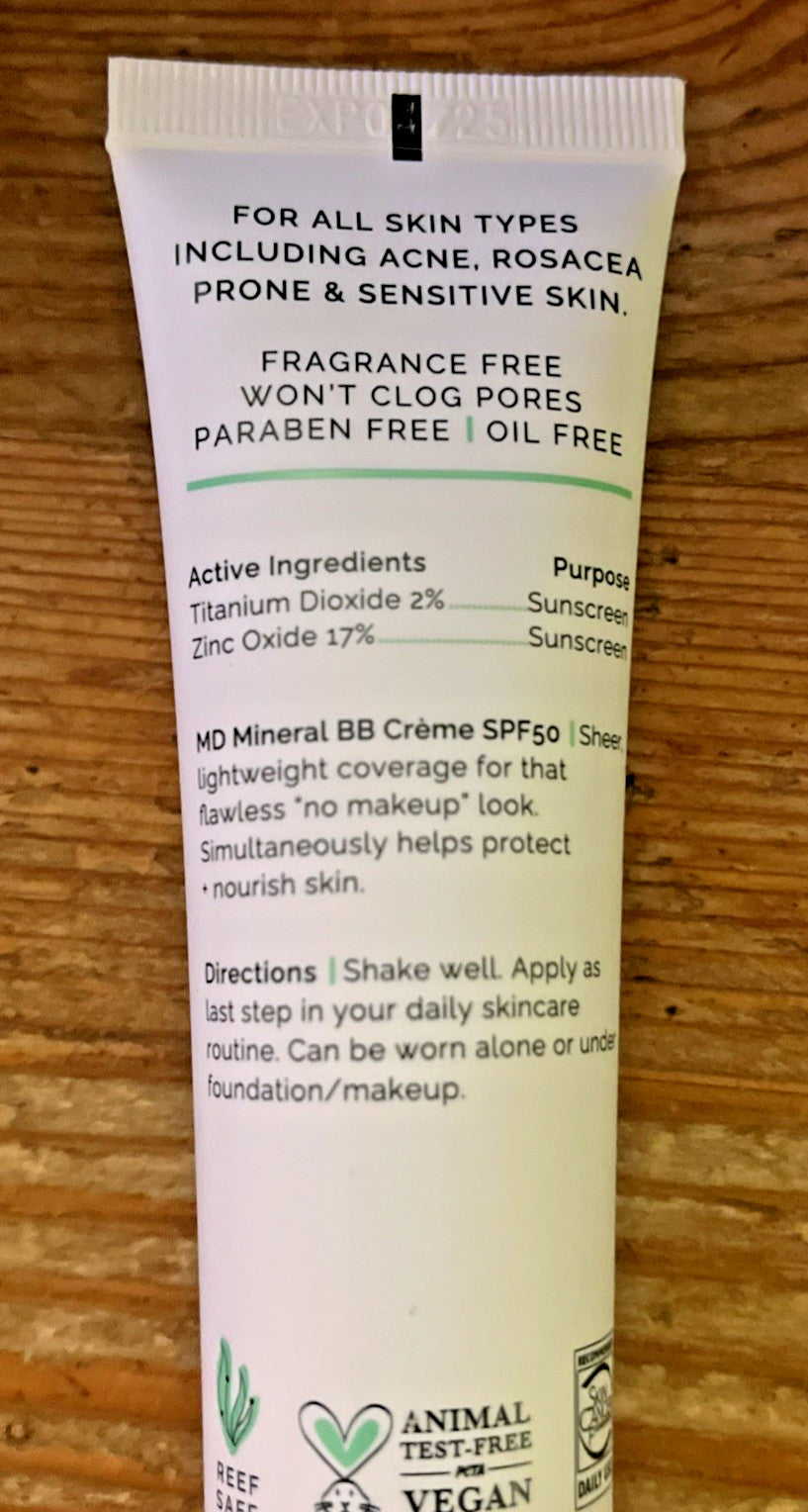 Mineral BB Cream SPF 50 Sunscreen Dark Tinted Lotion - Sun Protection