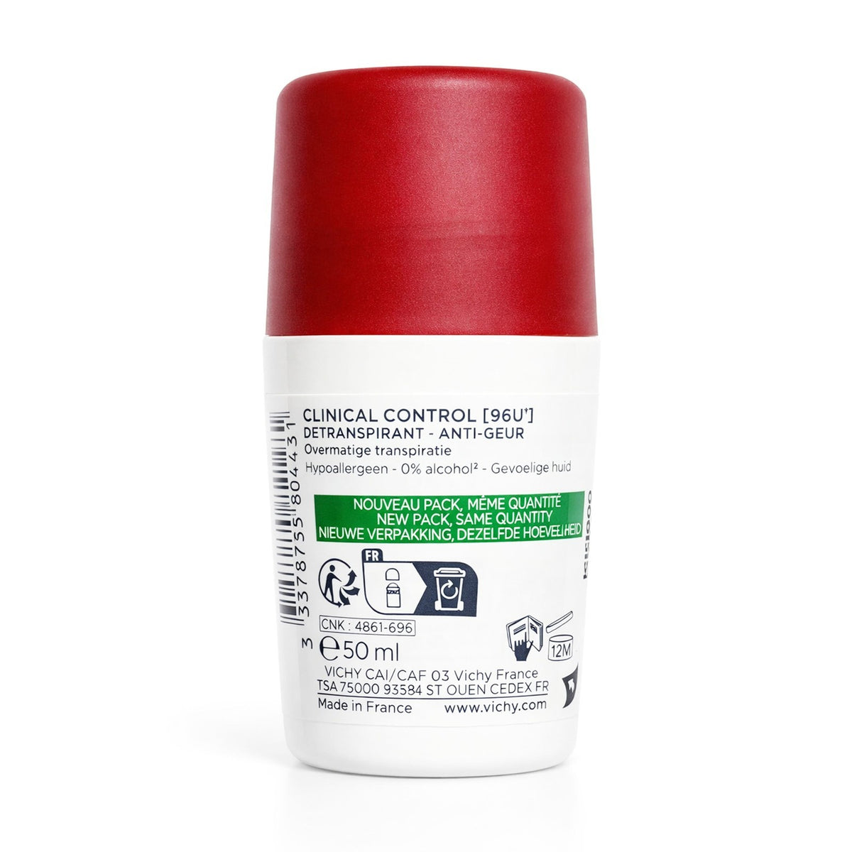 Vichy Clinical Control Deodorant & Antiperspirant 96hr, Hypoallergenic, 50ml