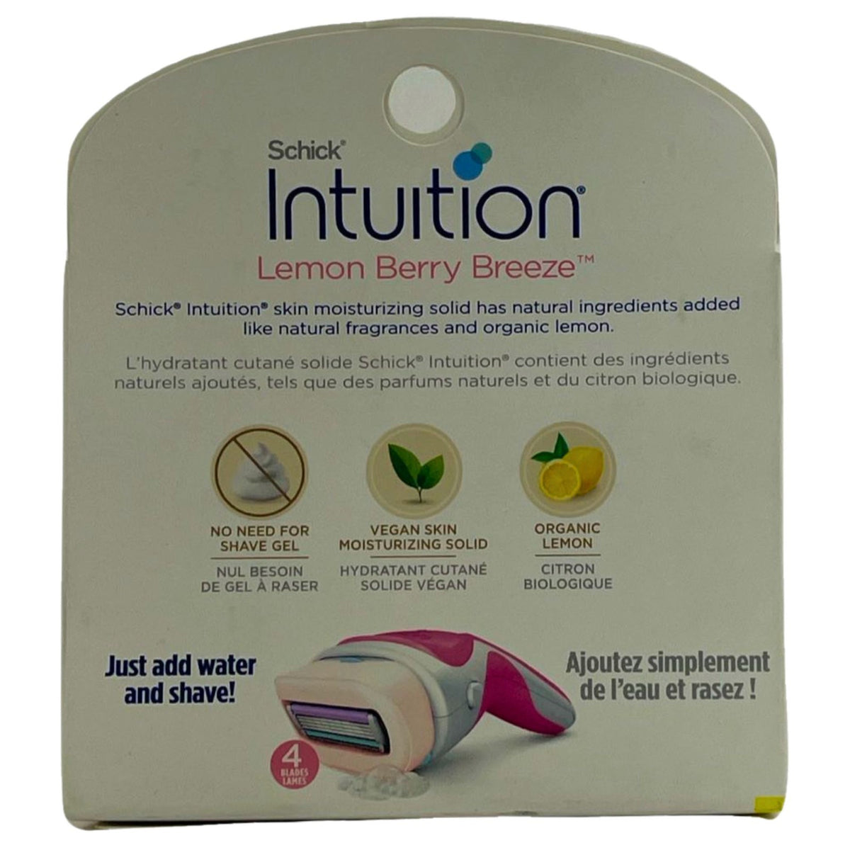 Shick Intuition Lemon Berry Breeze Razor Refills - 3 Pack Organic Moisturizing Cartridges
