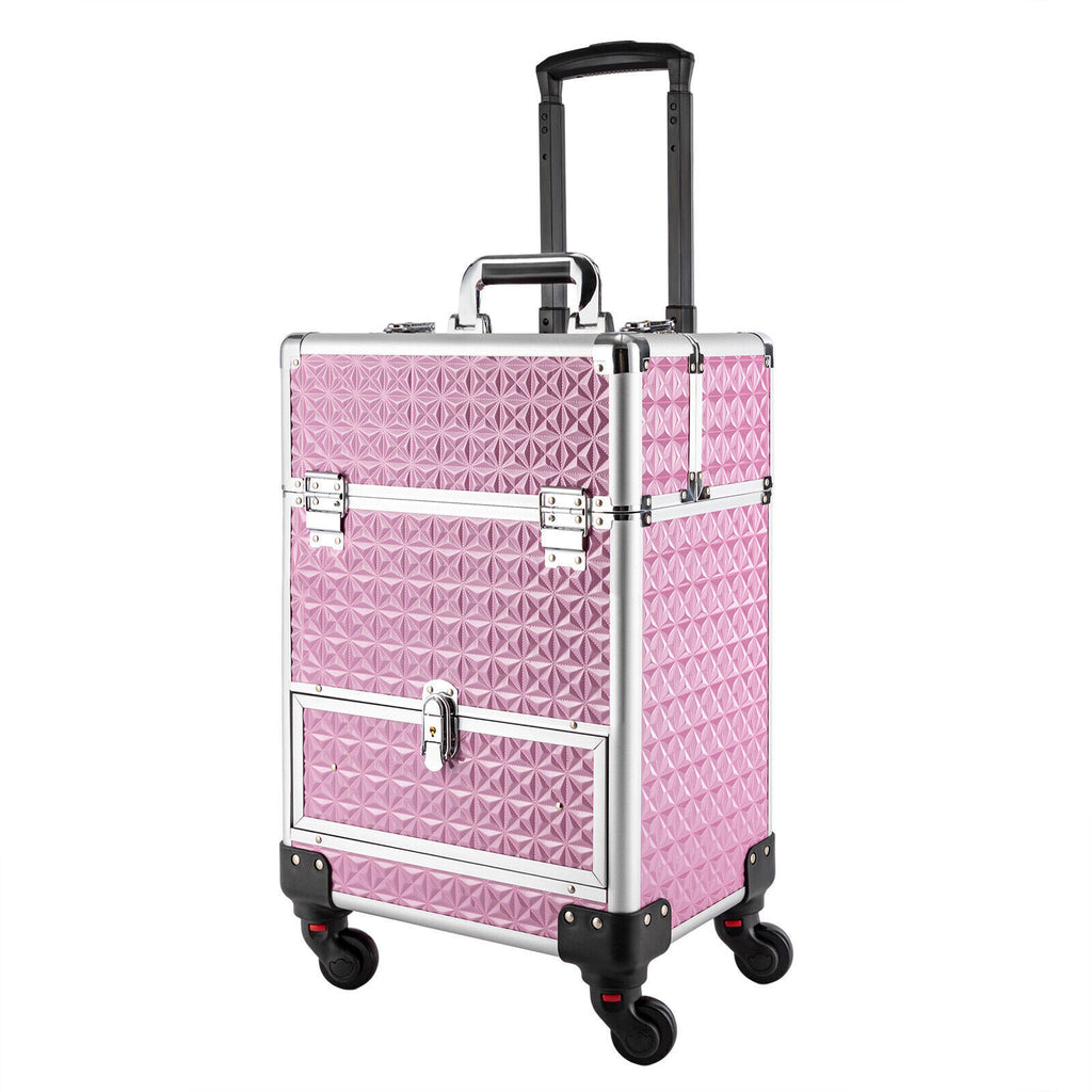 Rolling Makeup Train Case with Large Capacity & Organizer