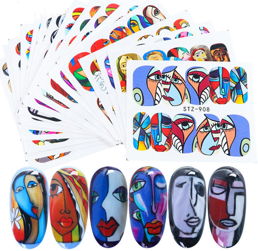Water Decal Nail Art Stickers 16 Sheets Abstract Face Eye Designs