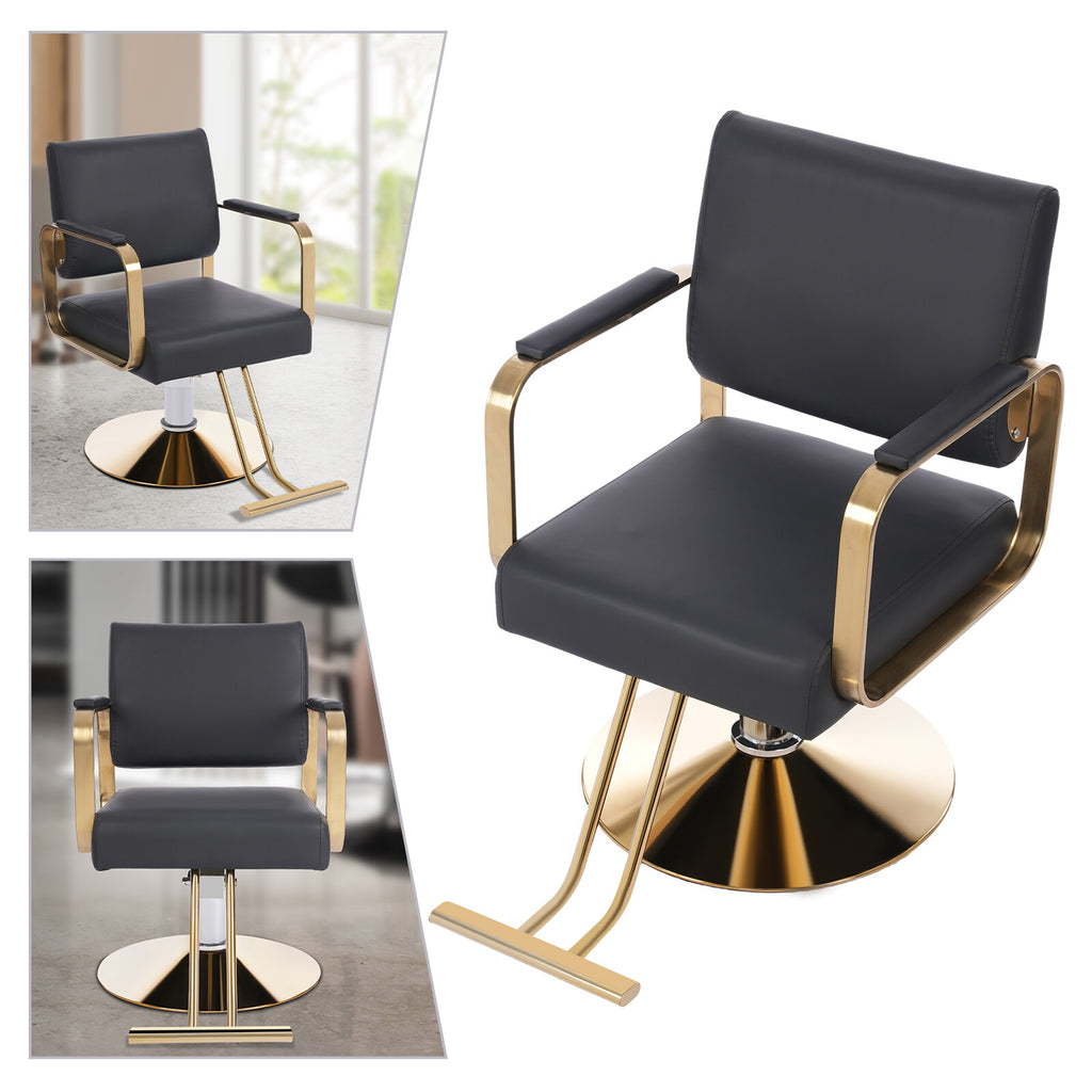 Hydraulic Barber Chair Adjustable Salon & Spa Styling Chair Black & Gold