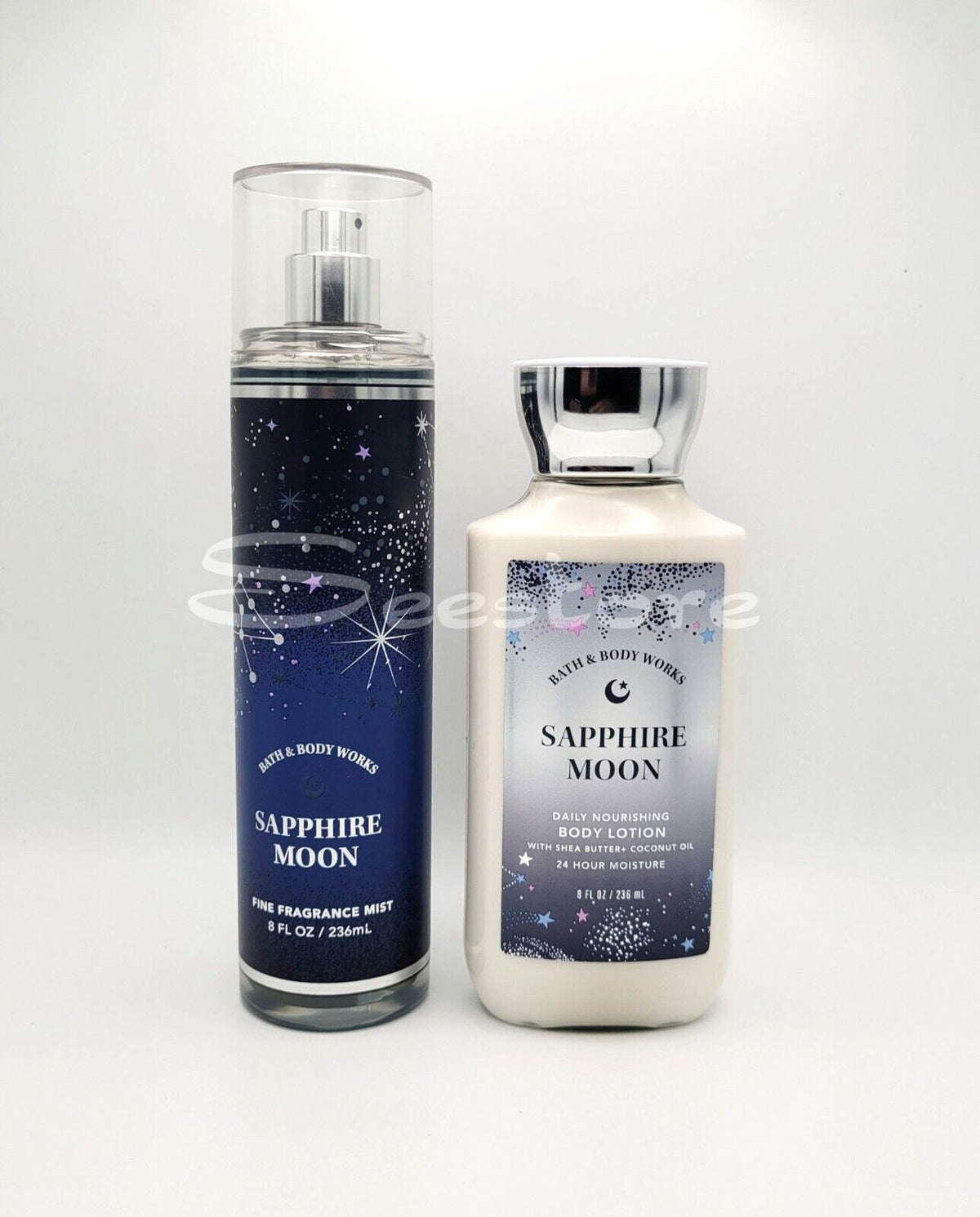 Bath & Body Works Sapphire Moon Body Mist & Lotion Set - Pear Fressia Musk 8 oz Pair